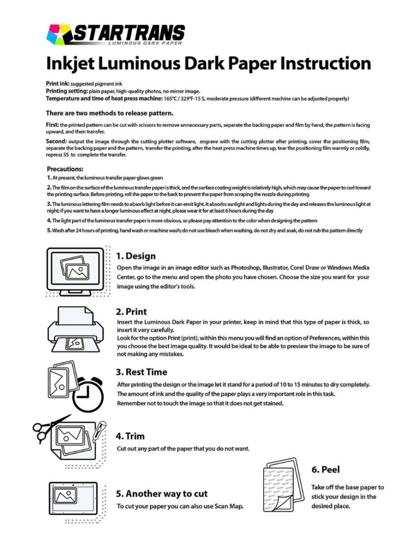 High quality Inkjet transfer paper glow in the dark luminous