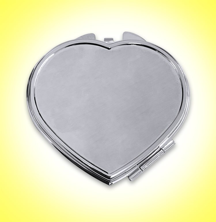 Glitter Heart Print Designer Compact Mirror