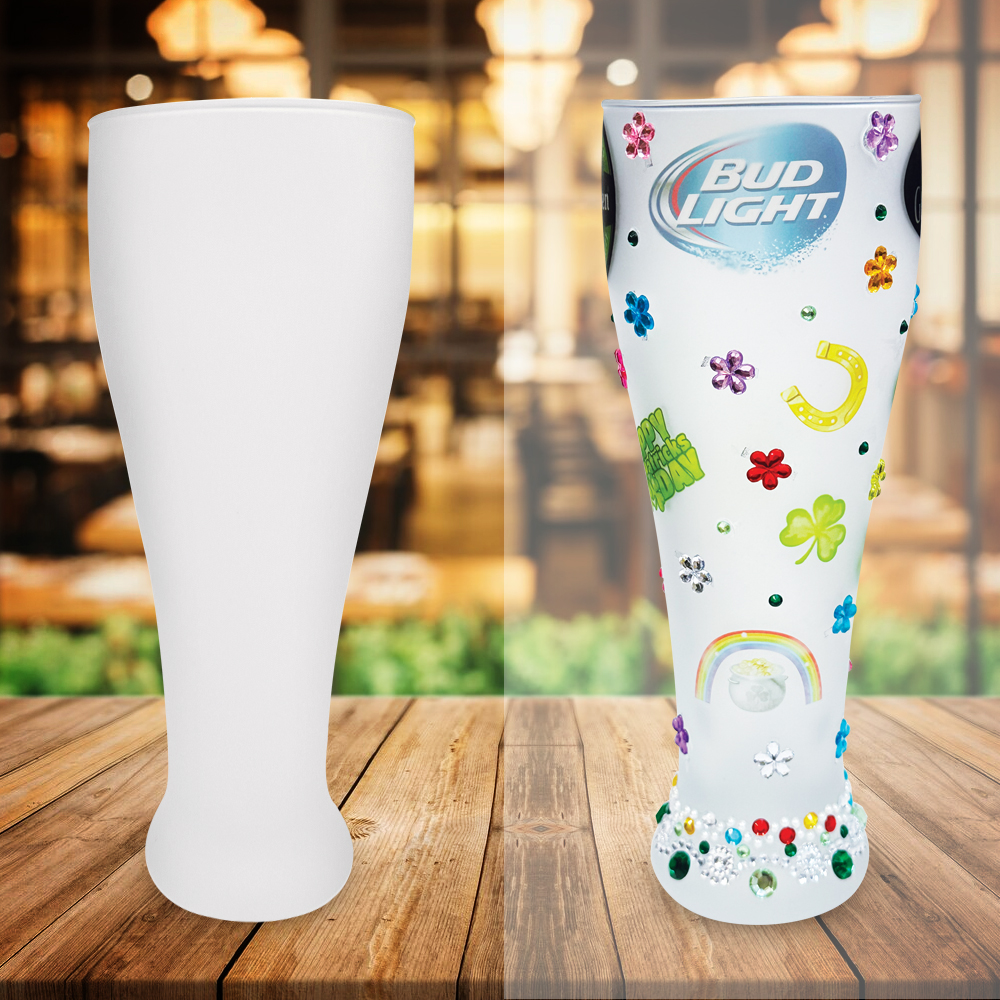 FROSTED GLASS BEER CAN CUP, SUBLIMATION DESIGN